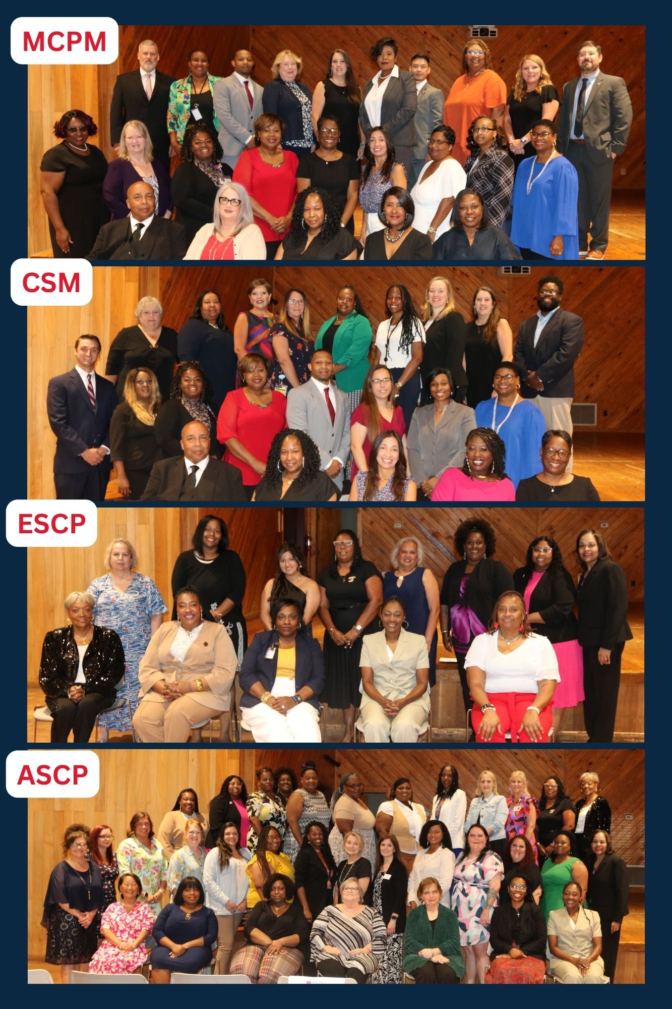 Photo of 2024 MCPM, CSM, ESCP, and ASCP graduates.